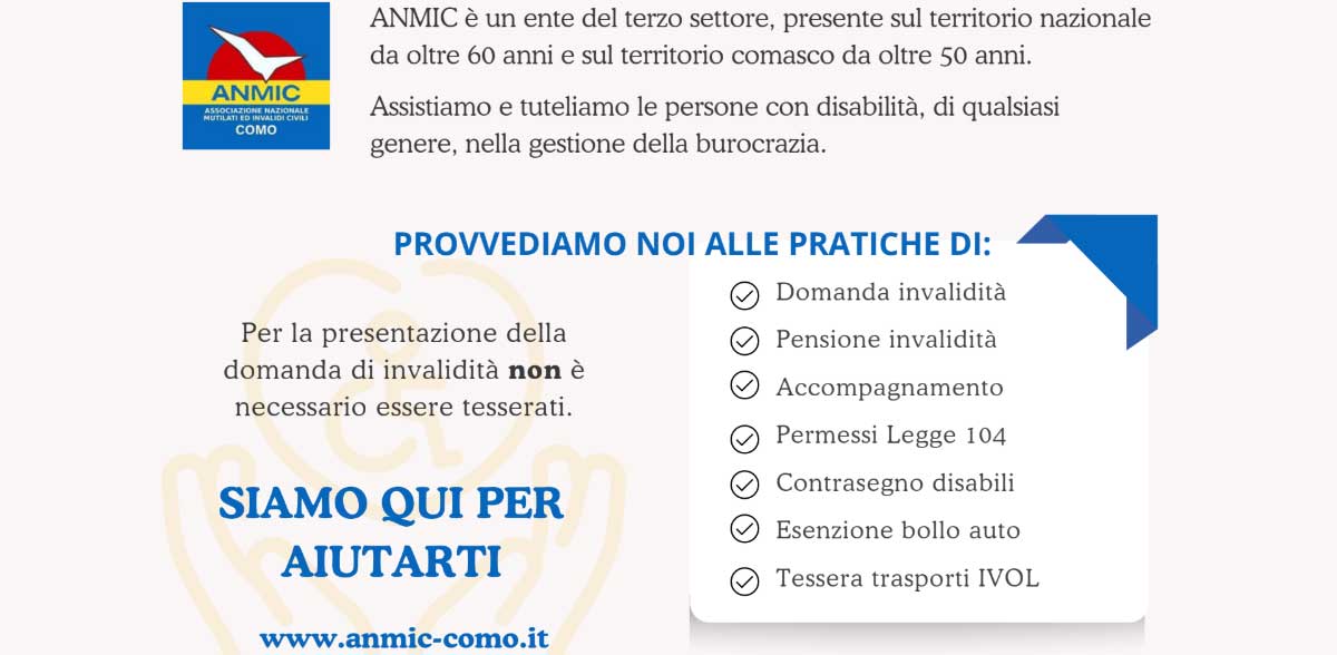 ANMIC ti guida nella burocrazia: dalla presentazione della domanda di invalidità all’esenzione ticket, dalla richiesta di ausili al contrassegno blu per il parcheggio.
